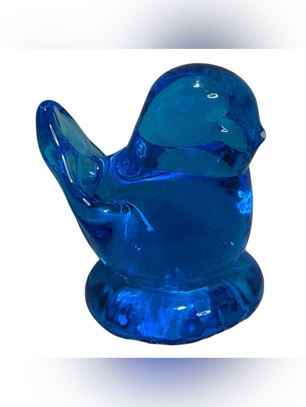 Vintage Leo Ward Art Glass Bluebird of Happiness Signed 1991